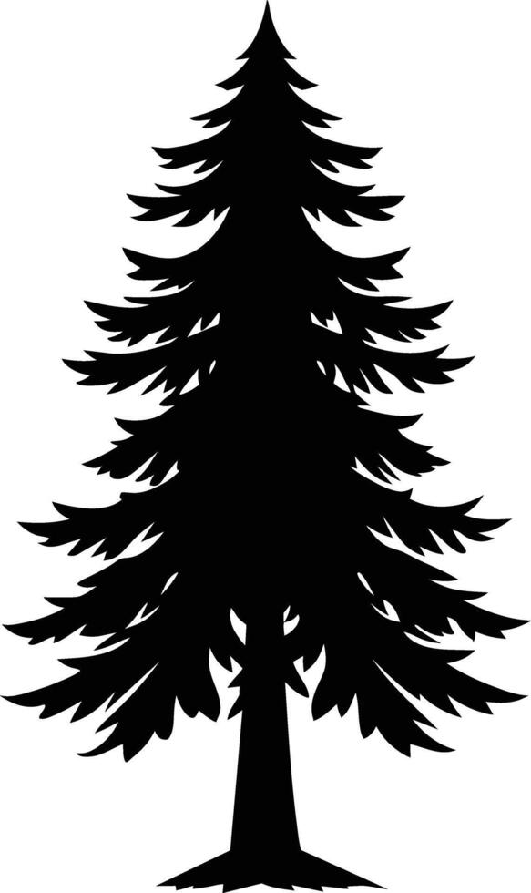 A black silhouette of a pine tree vector