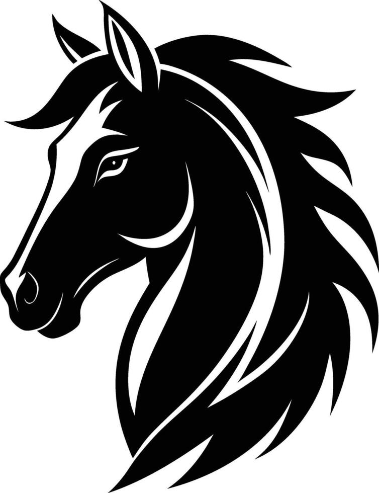 Black horse head silhouette on white background vector