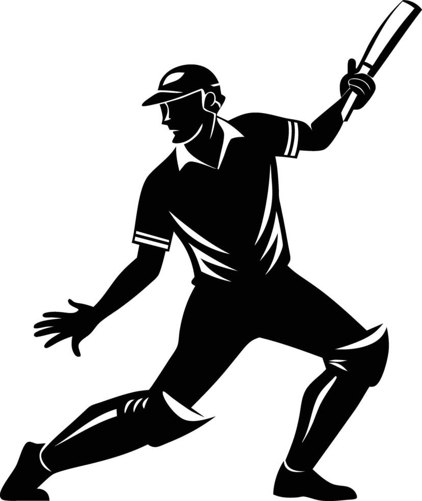 A silhouette of a cricket man holding a bat vector