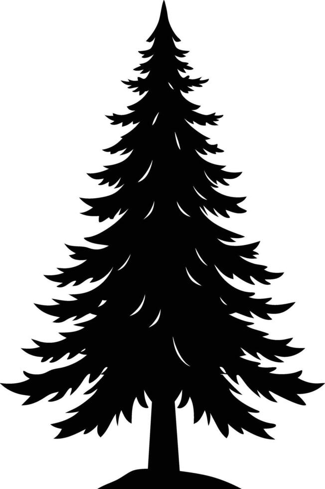 A black silhouette of a pine tree vector