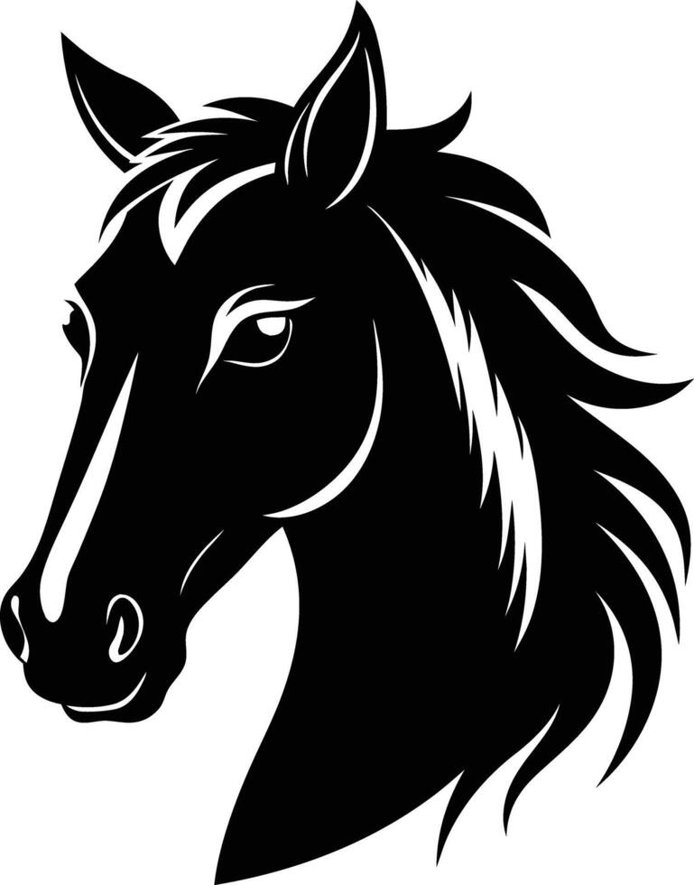 Black horse head silhouette on white background vector