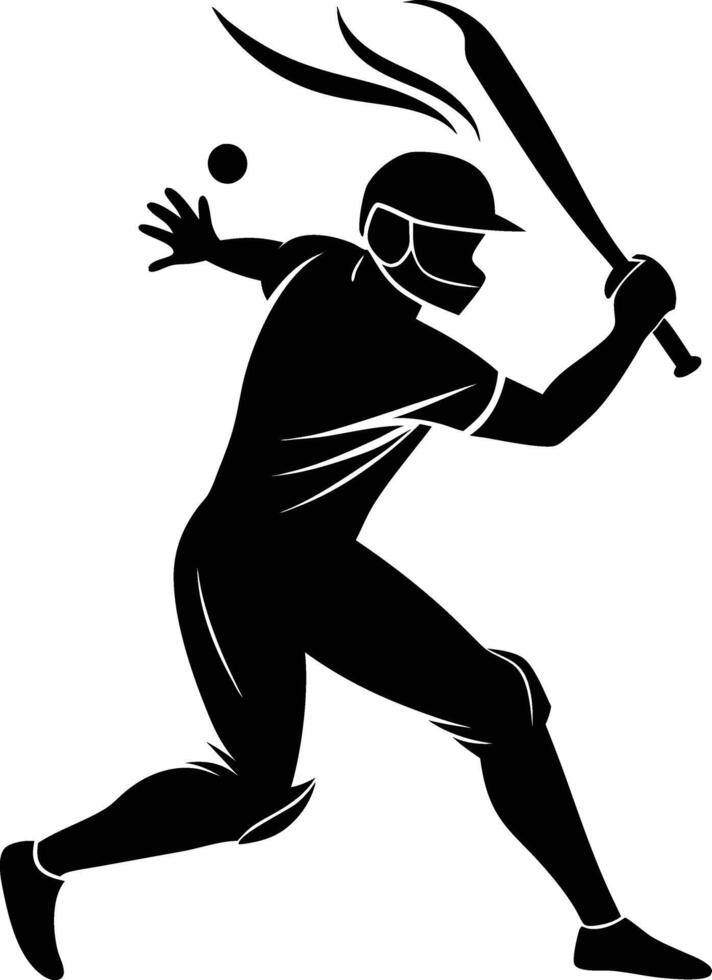 A silhouette of a cricket man holding a bat vector