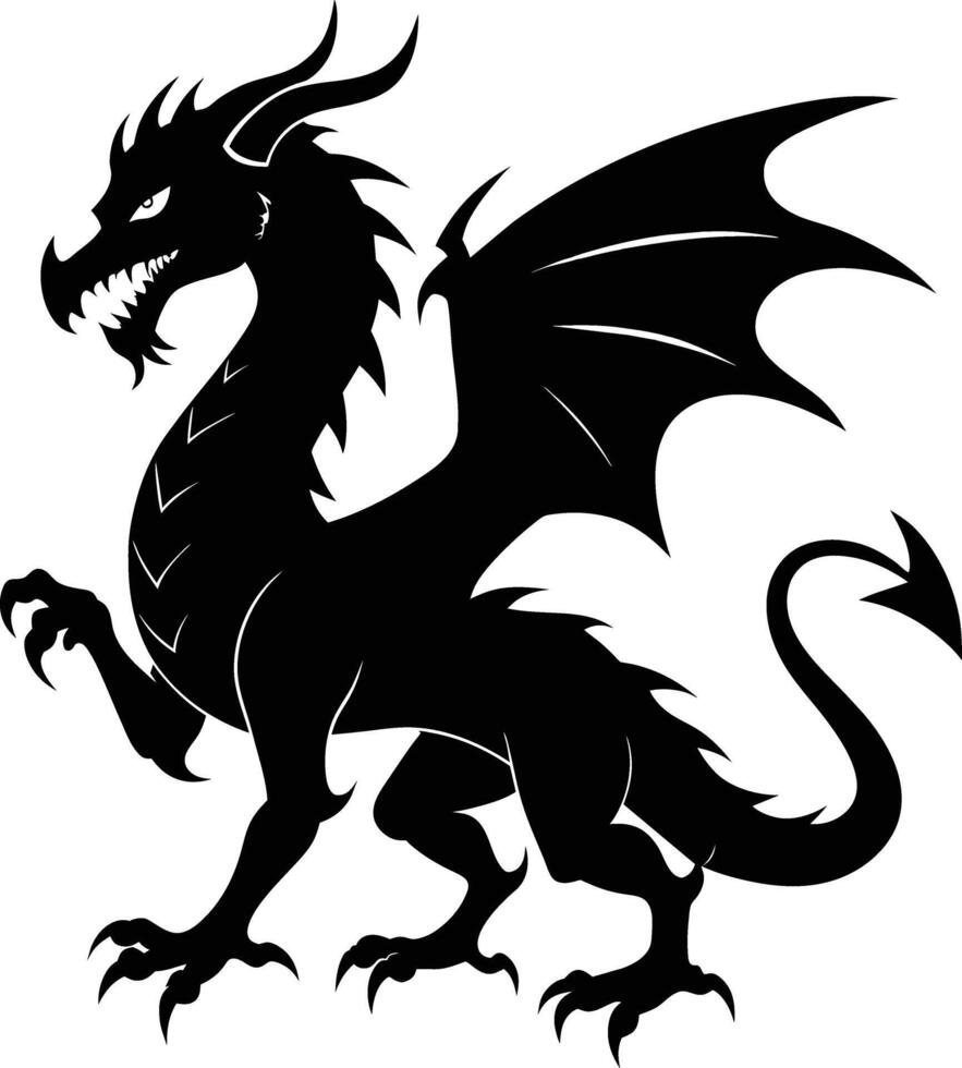 A black dragon silhouette on a white background vector