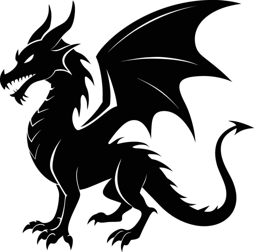 A black dragon silhouette on a white background vector