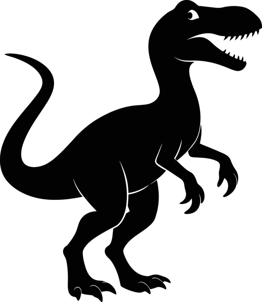 Black and white dinosaur silhouette clipart vector