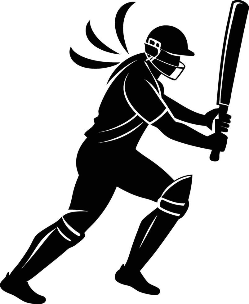 A silhouette of a cricket man holding a bat vector