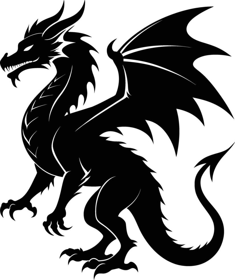 A black dragon silhouette on a white background vector