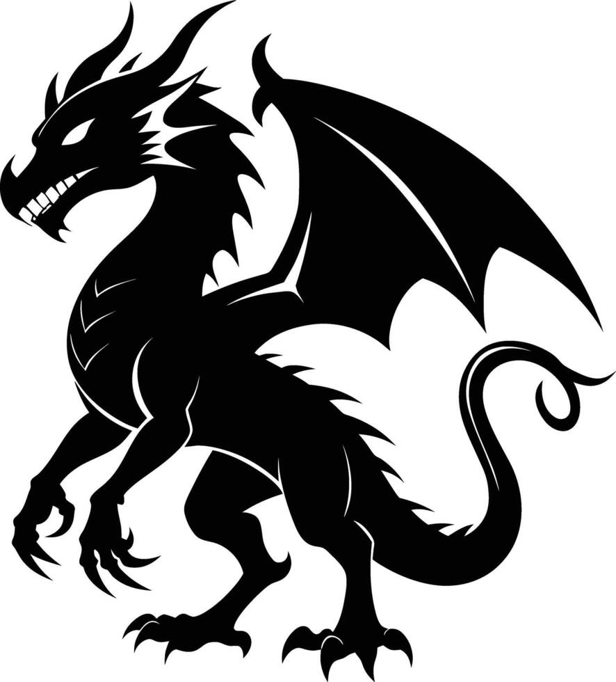 A black dragon silhouette on a white background vector
