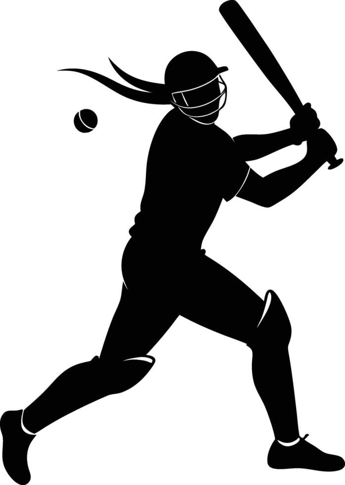 A silhouette of a cricket man holding a bat vector