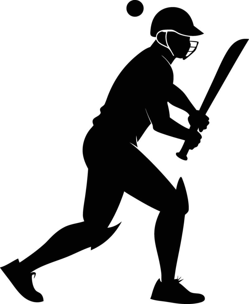 A silhouette of a cricket man holding a bat vector