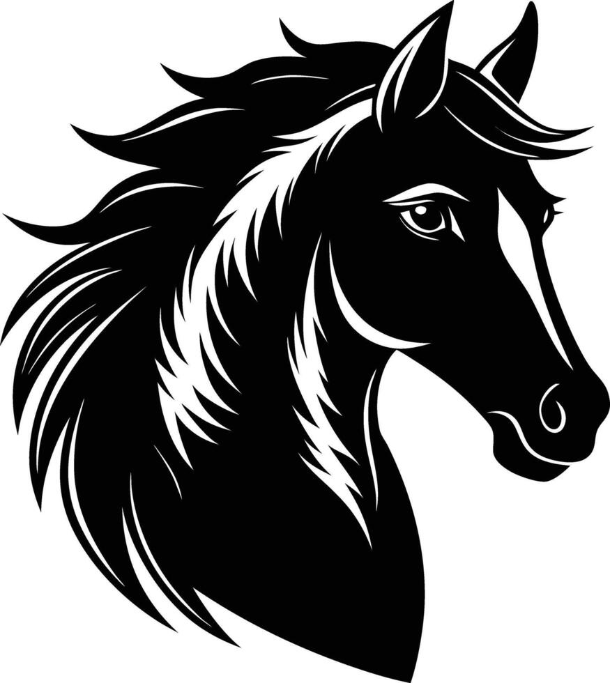Black horse head silhouette on white background vector