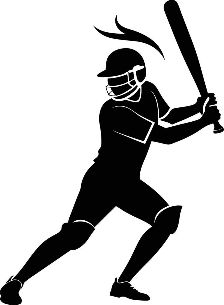 A silhouette of a cricket man holding a bat vector