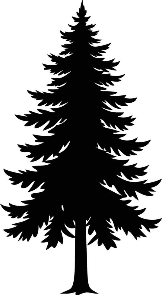 A black silhouette of a pine tree vector