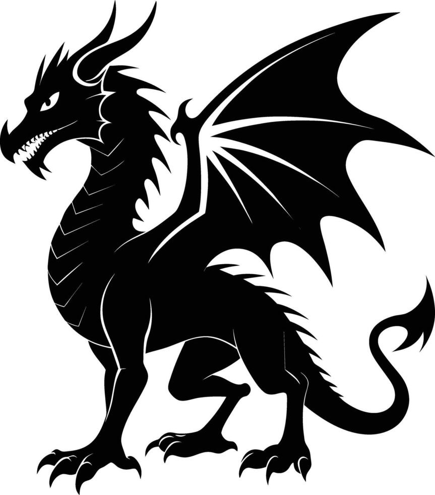 A black dragon silhouette on a white background vector