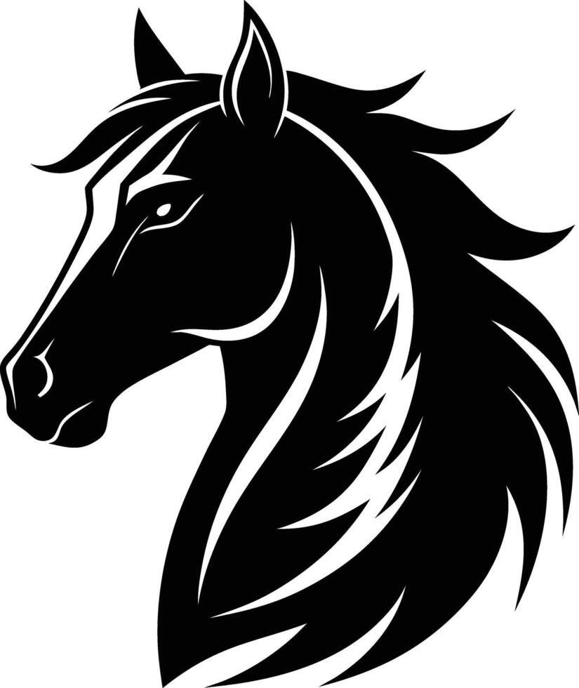 Black horse head silhouette on white background vector