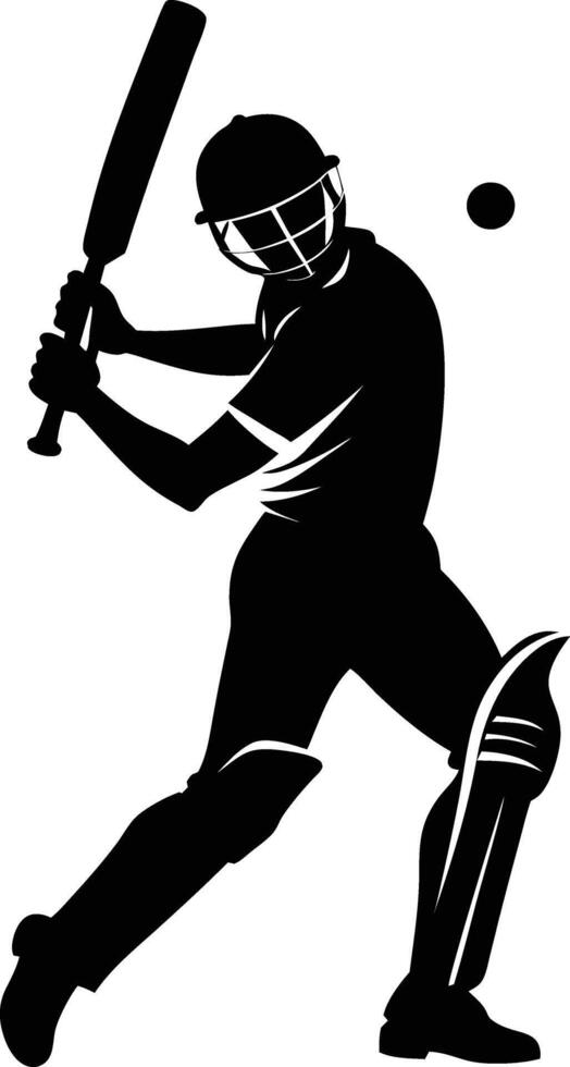 A silhouette of a cricket man holding a bat vector