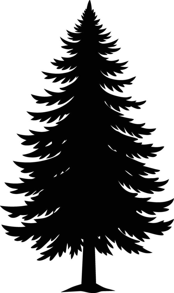 A black silhouette of a pine tree vector