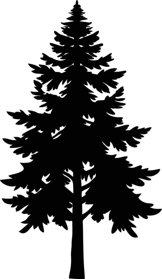 A black silhouette of a pine tree vector