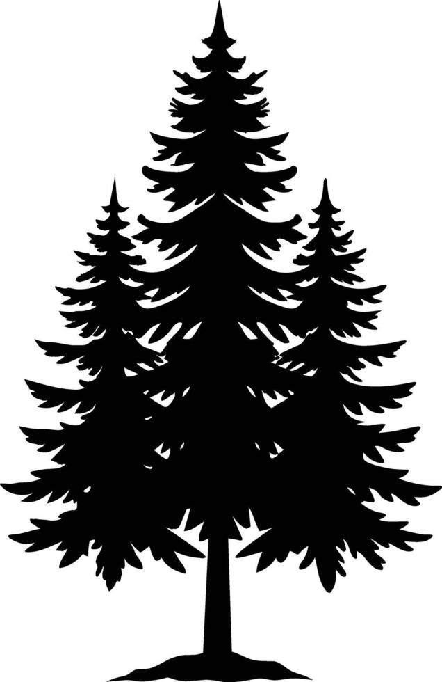 A black silhouette of a pine tree vector
