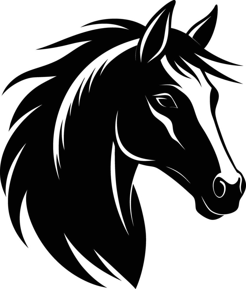 Black horse head silhouette on white background vector