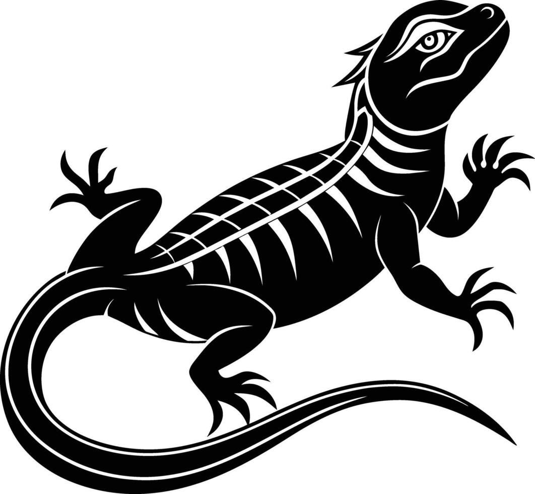 A lizard silhouette on white background vector