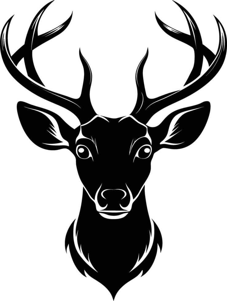 Black and white deer head silhouette clipart vector