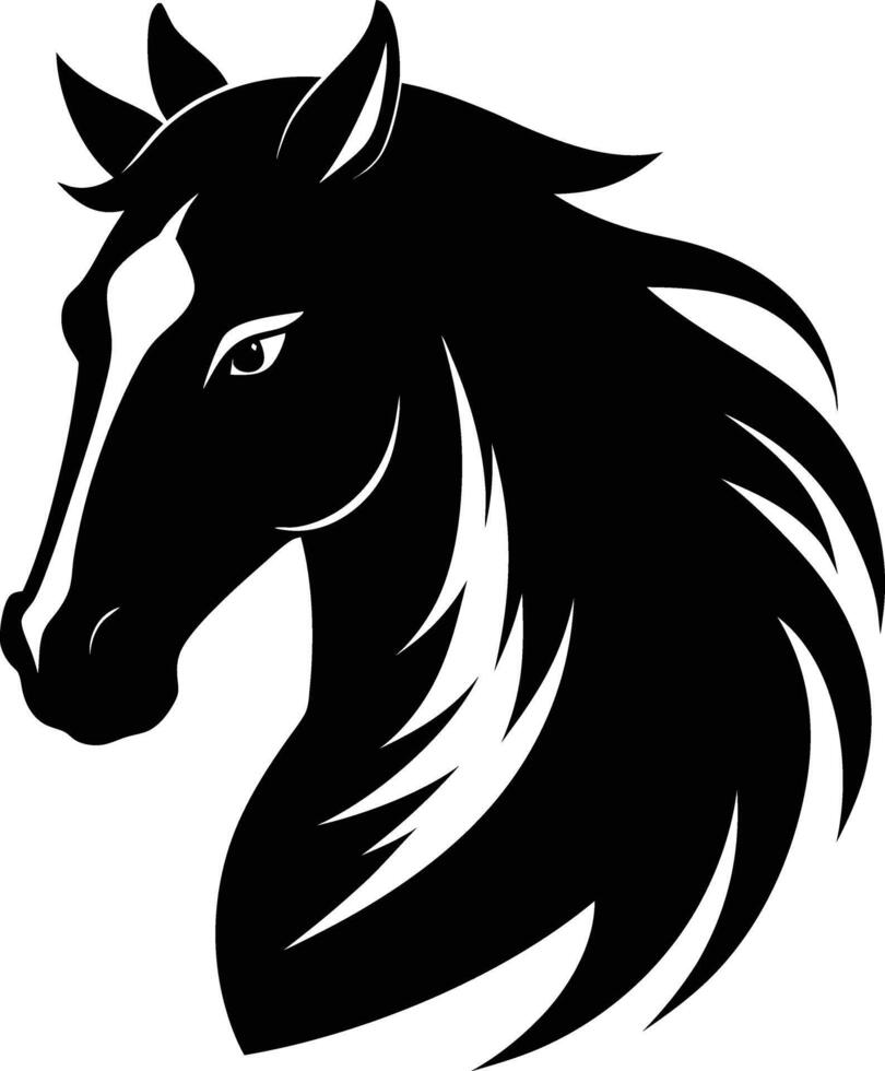 Black horse head silhouette on white background vector