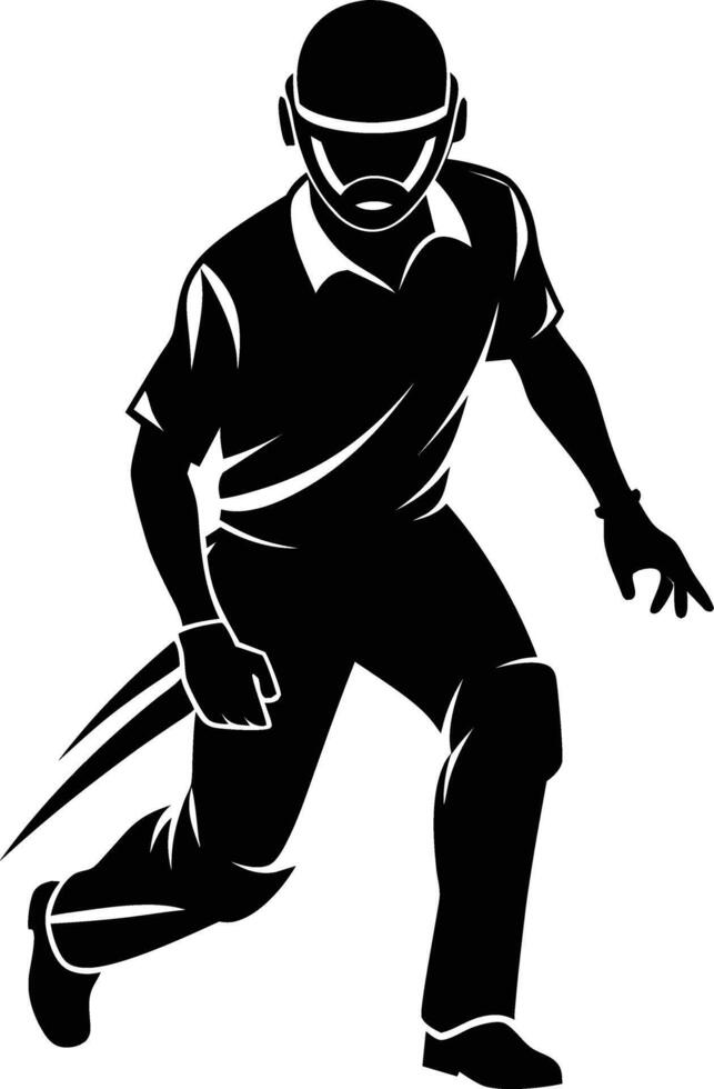 A silhouette of a cricket man holding a bat vector