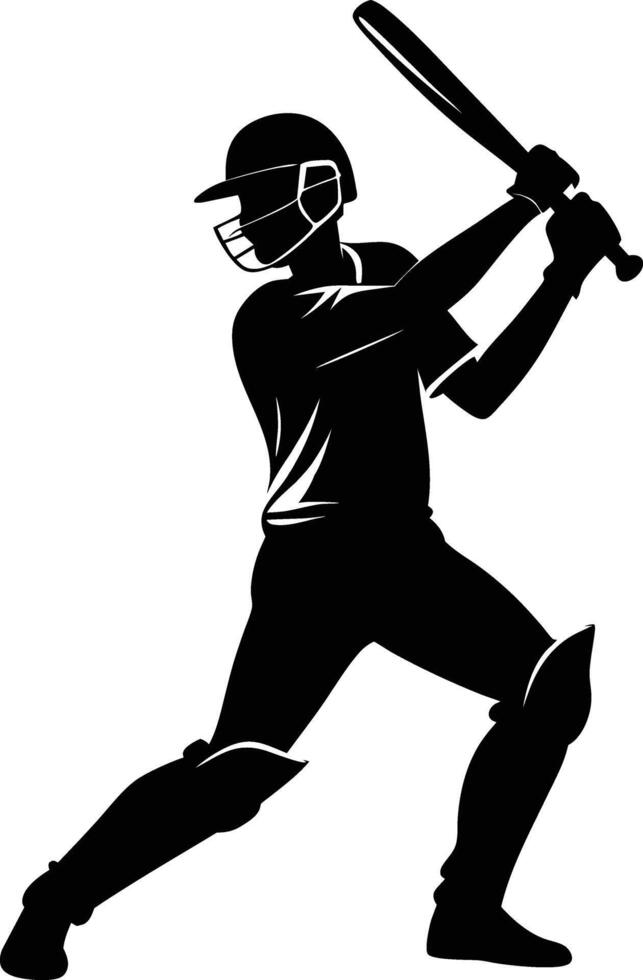 A silhouette of a cricket man holding a bat vector