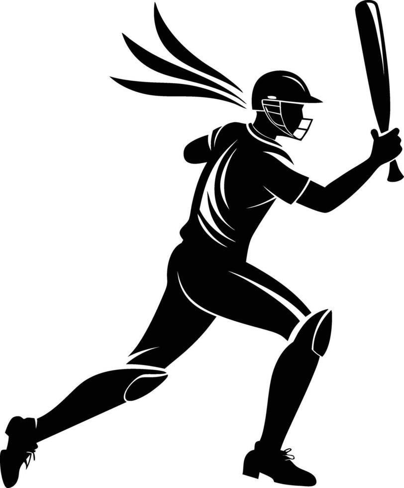 A silhouette of a cricket man holding a bat vector