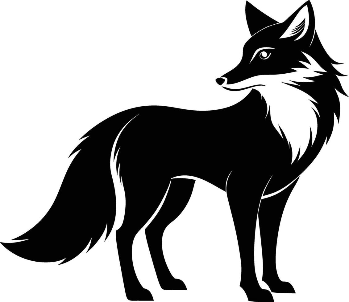 Black and white silhouette of a fox vector