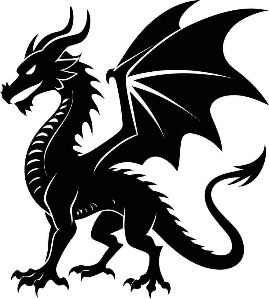 A black dragon silhouette on a white background vector