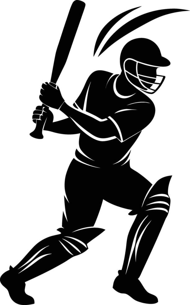 A silhouette of a cricket man holding a bat vector