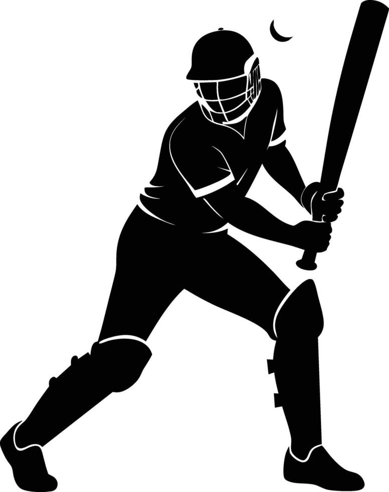 A silhouette of a cricket man holding a bat vector