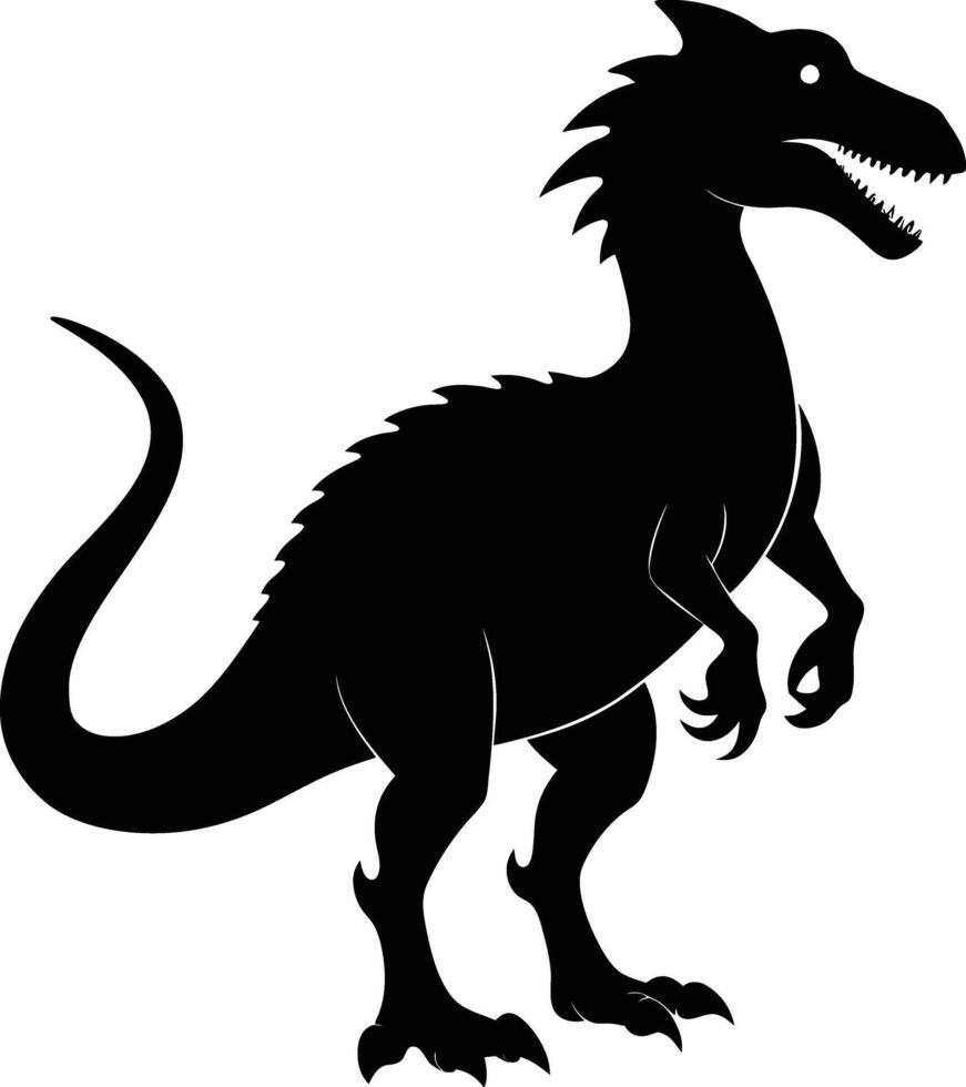 Black and white dinosaur silhouette clipart vector
