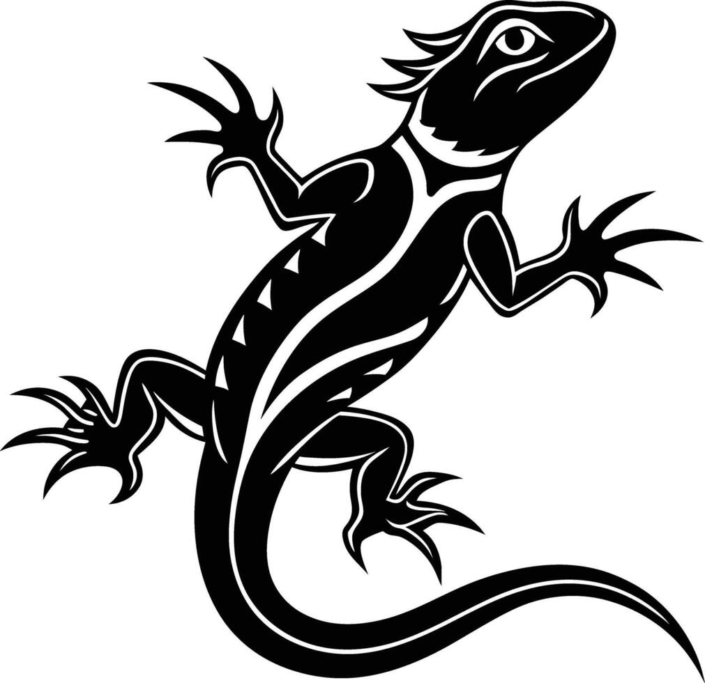 A lizard silhouette on white background vector