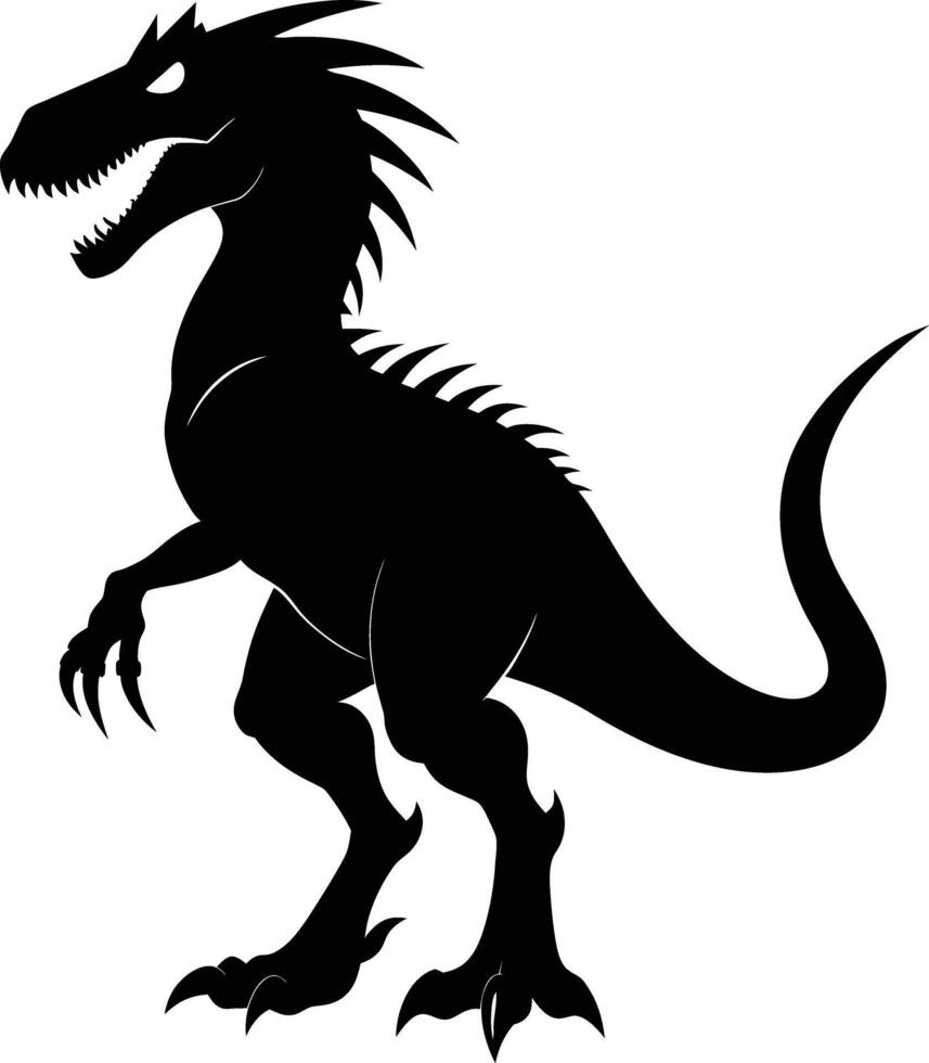 Black and white dinosaur silhouette clipart vector