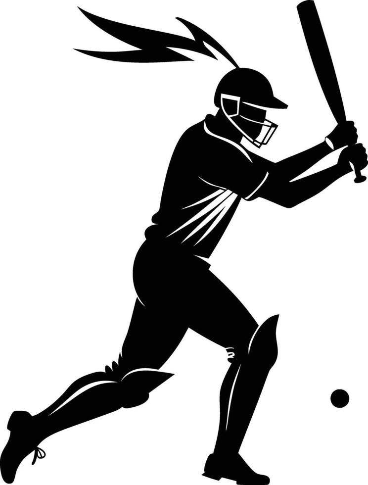 A silhouette of a cricket man holding a bat vector
