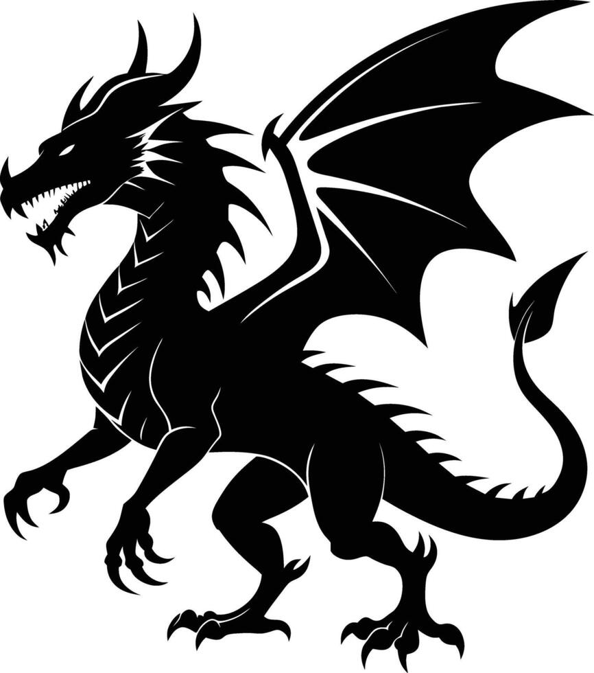 A black dragon silhouette on a white background vector