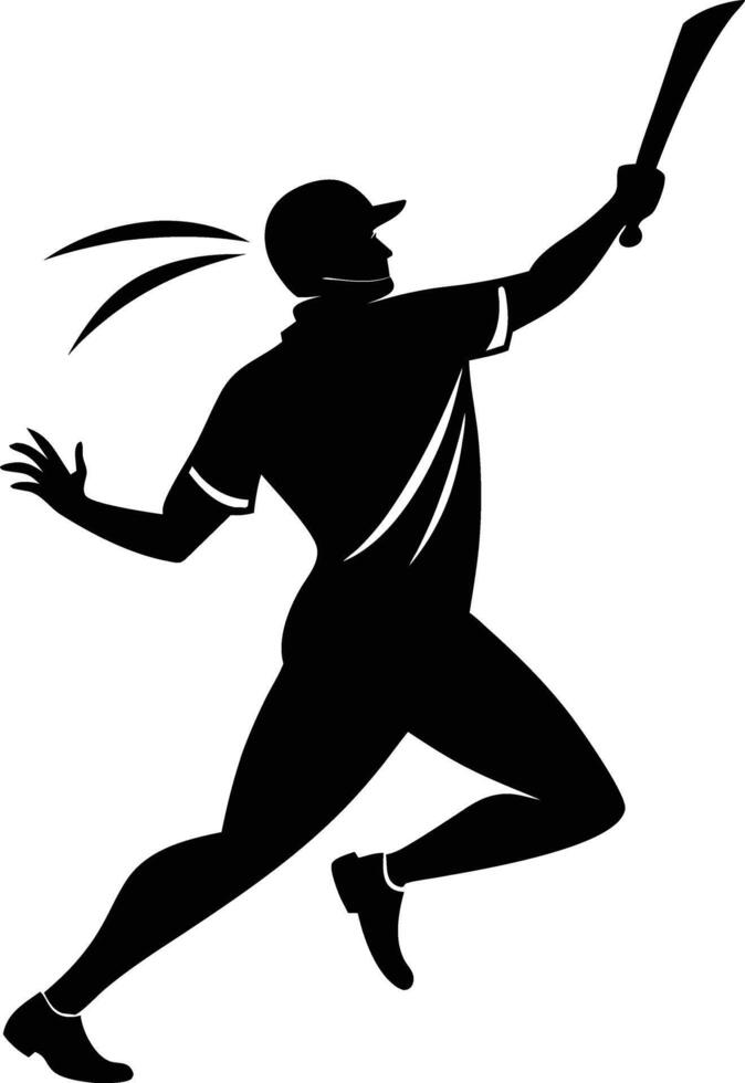 A silhouette of a cricket man holding a bat vector
