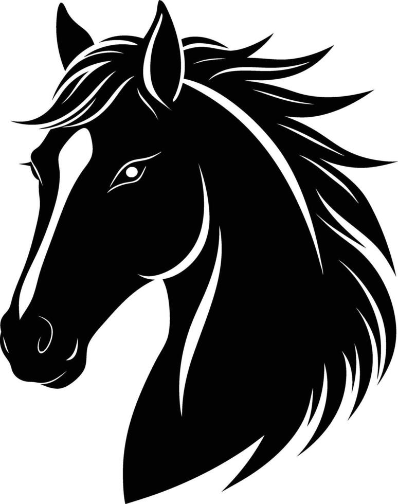 Black horse head silhouette on white background vector