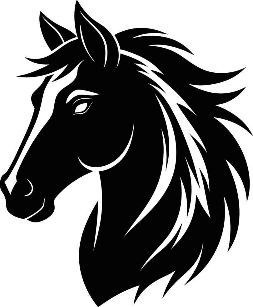 Black horse head silhouette on white background vector