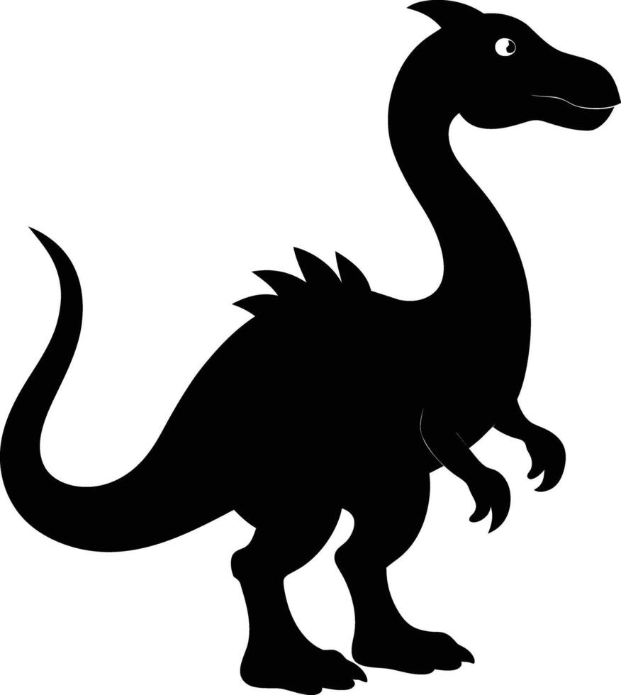 Black and white dinosaur silhouette clipart vector