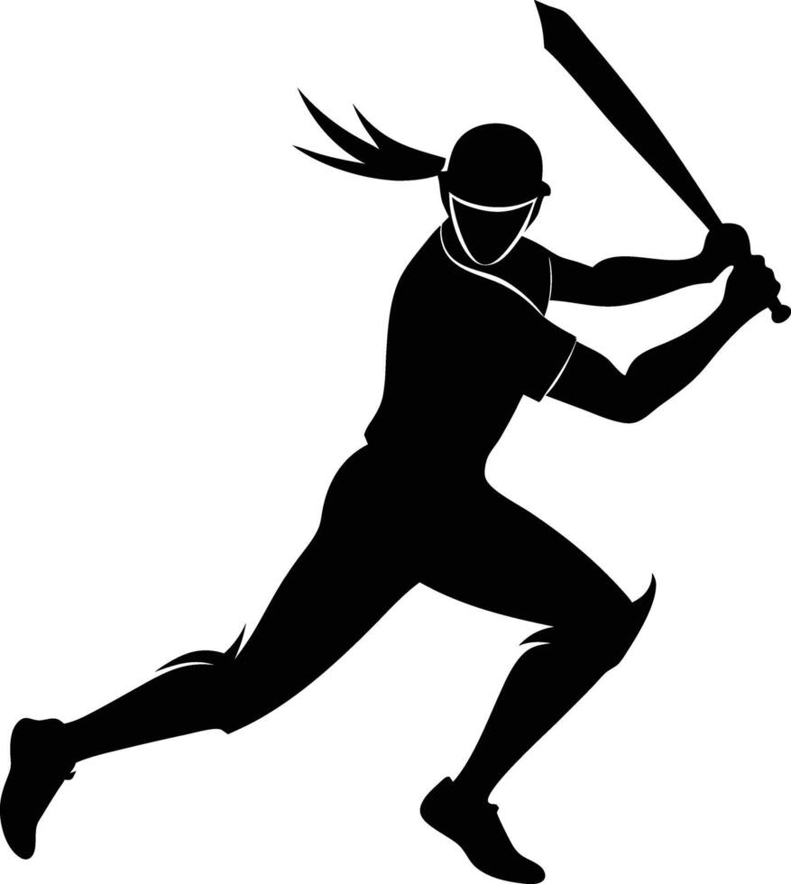 A silhouette of a cricket man holding a bat vector