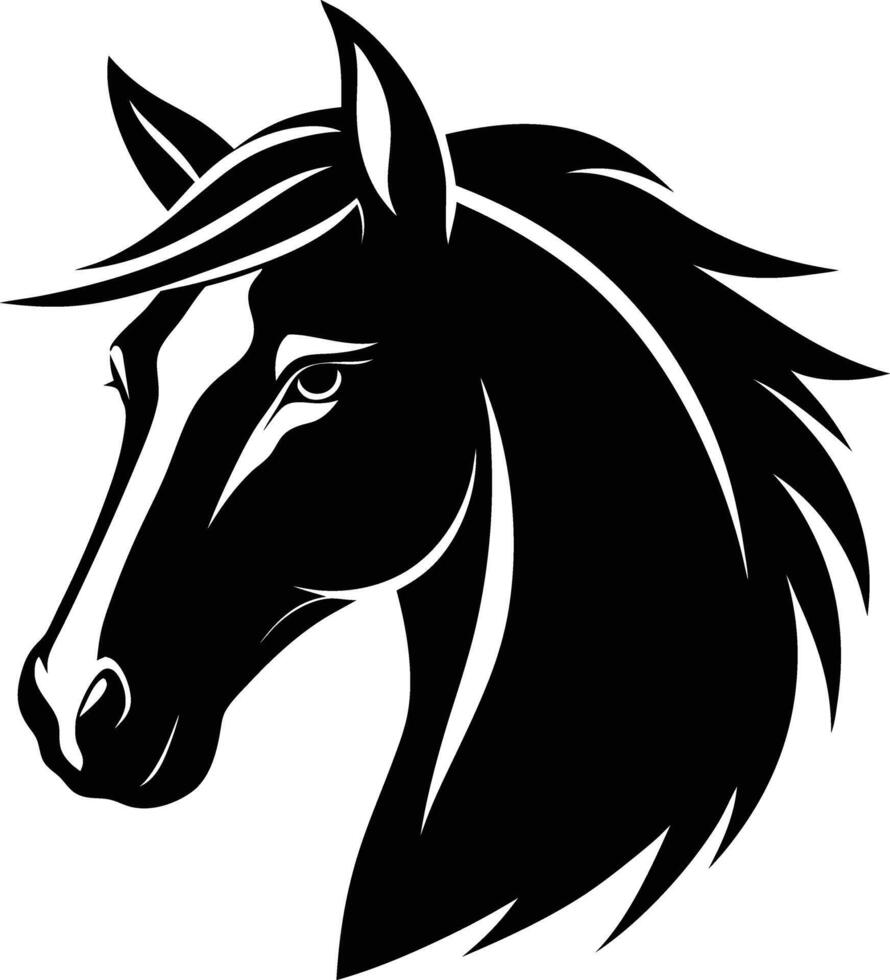 Black horse head silhouette on white background vector