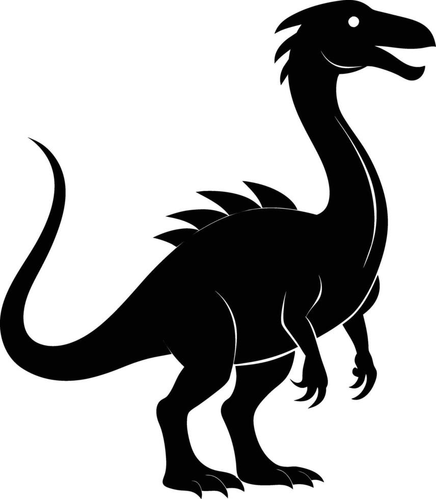Black and white dinosaur silhouette clipart vector