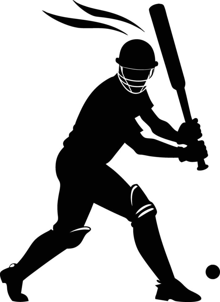A silhouette of a cricket man holding a bat vector
