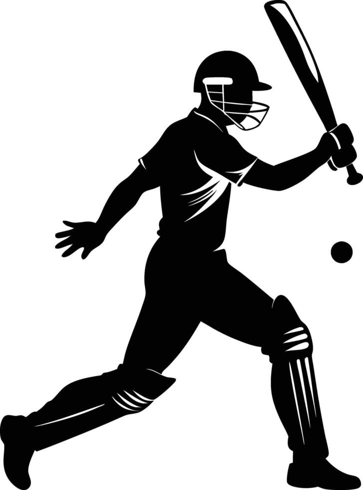 A silhouette of a cricket man holding a bat vector