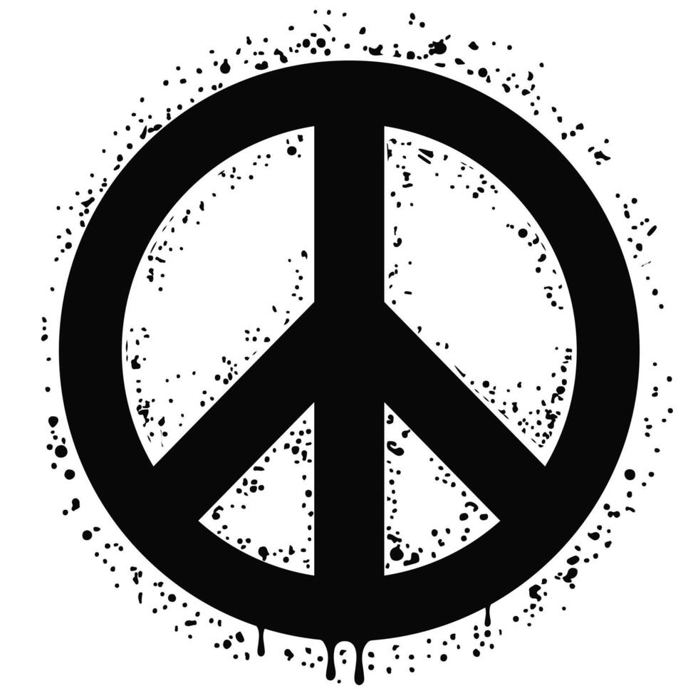 Dark Grey isolated Spray Painted Peace Symbol vector