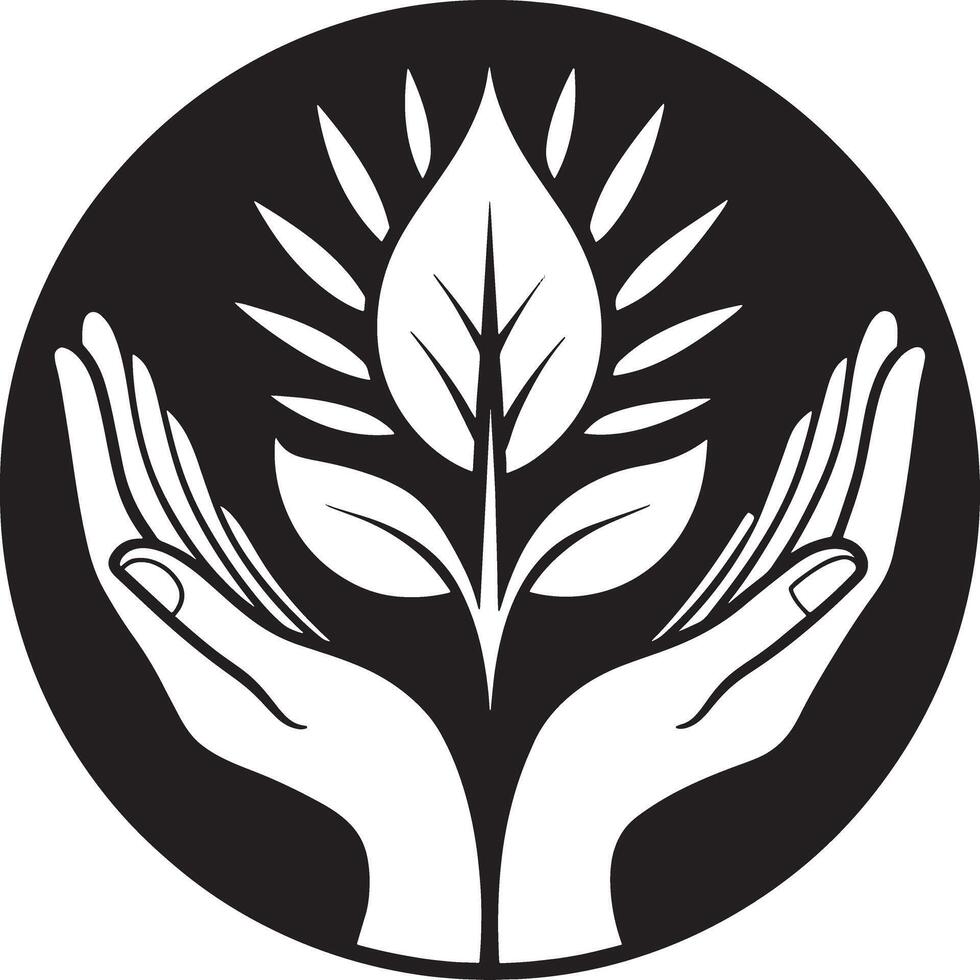 minimal Clean Modern Healing Hand Logo black and white vector